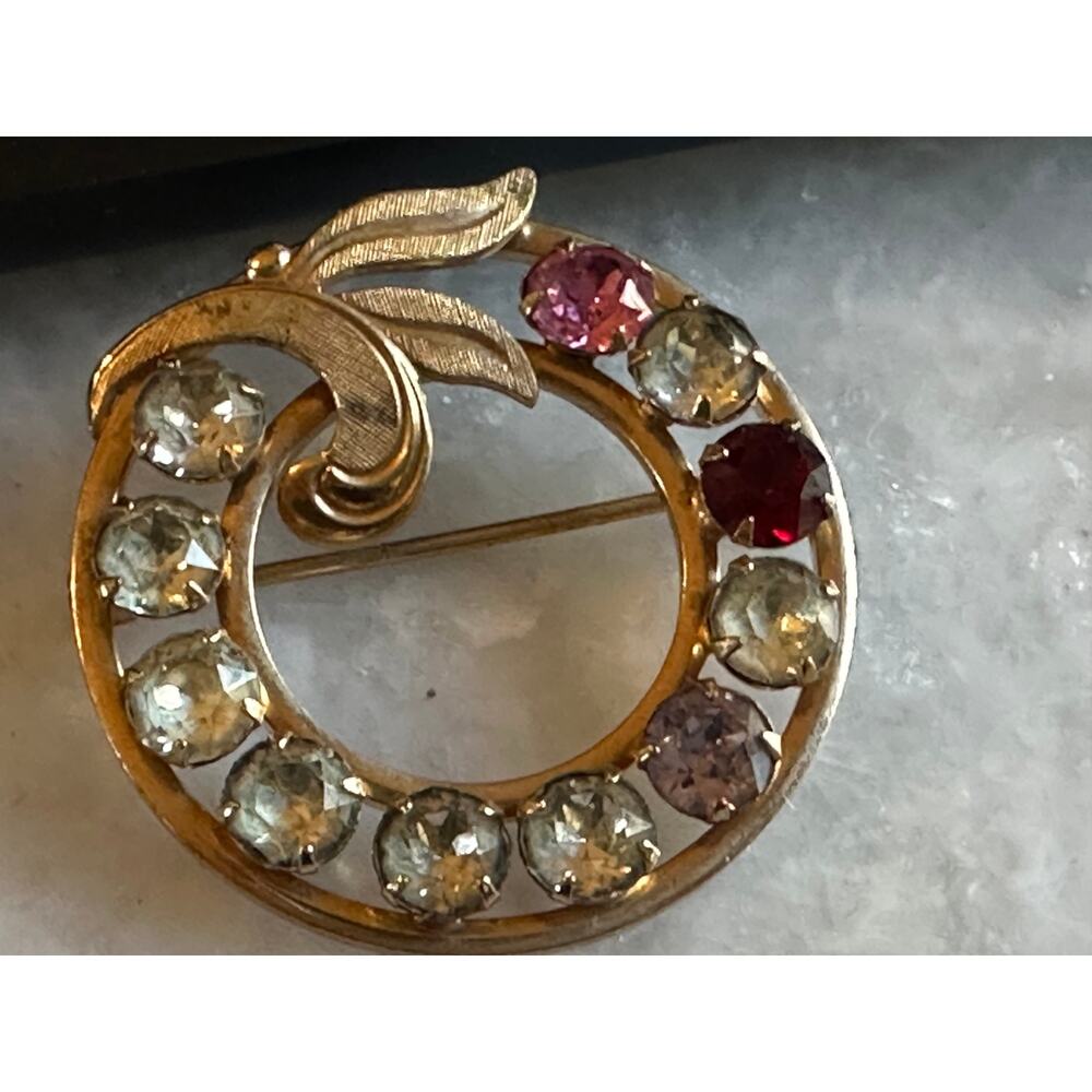 Vintage Van Dell Circle 12K Gold Filled Birthstone Mother's Brooch Pin